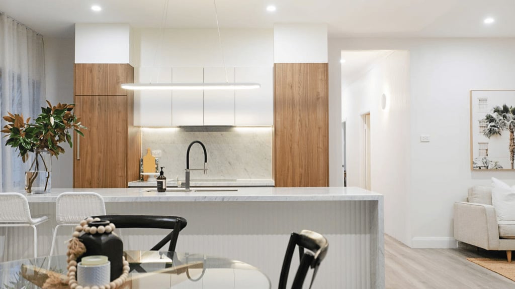 Modern kitchen renovation showing professional design and finish on a budget