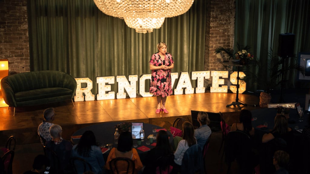 Bernadette Janson teaching renovation wealth strategies at The School of Renovating even