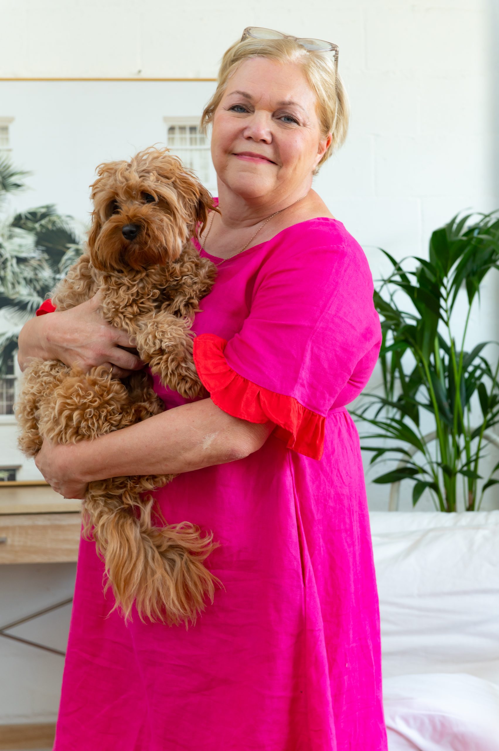Bernadette Janson, founder of The School of Renovating, with her dog