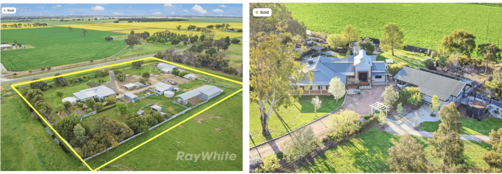 Sold rural properties in Rochester Victoria showing market comparison